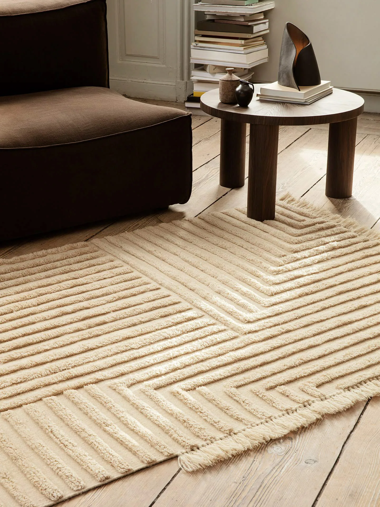 Crease wool carpet 140x200 cm, Light Sand Ferm Living