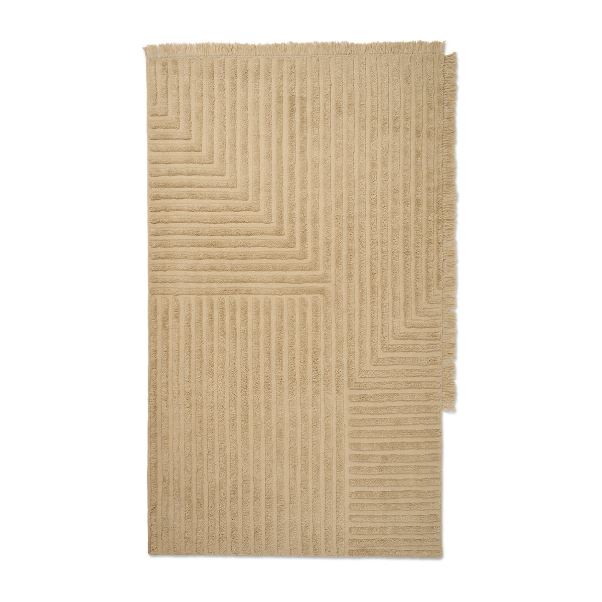 Ferm Living Crease wool carpet 160x250 cm Light Sand