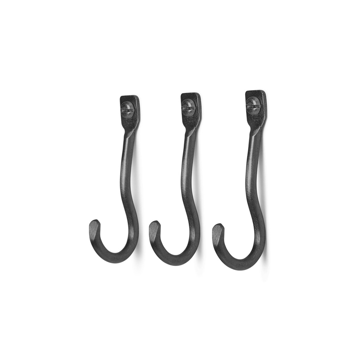 Ferm Living Curvature hook 3-pack Black brass | Scandinavian Design | Clothes hooks & hangers | Black