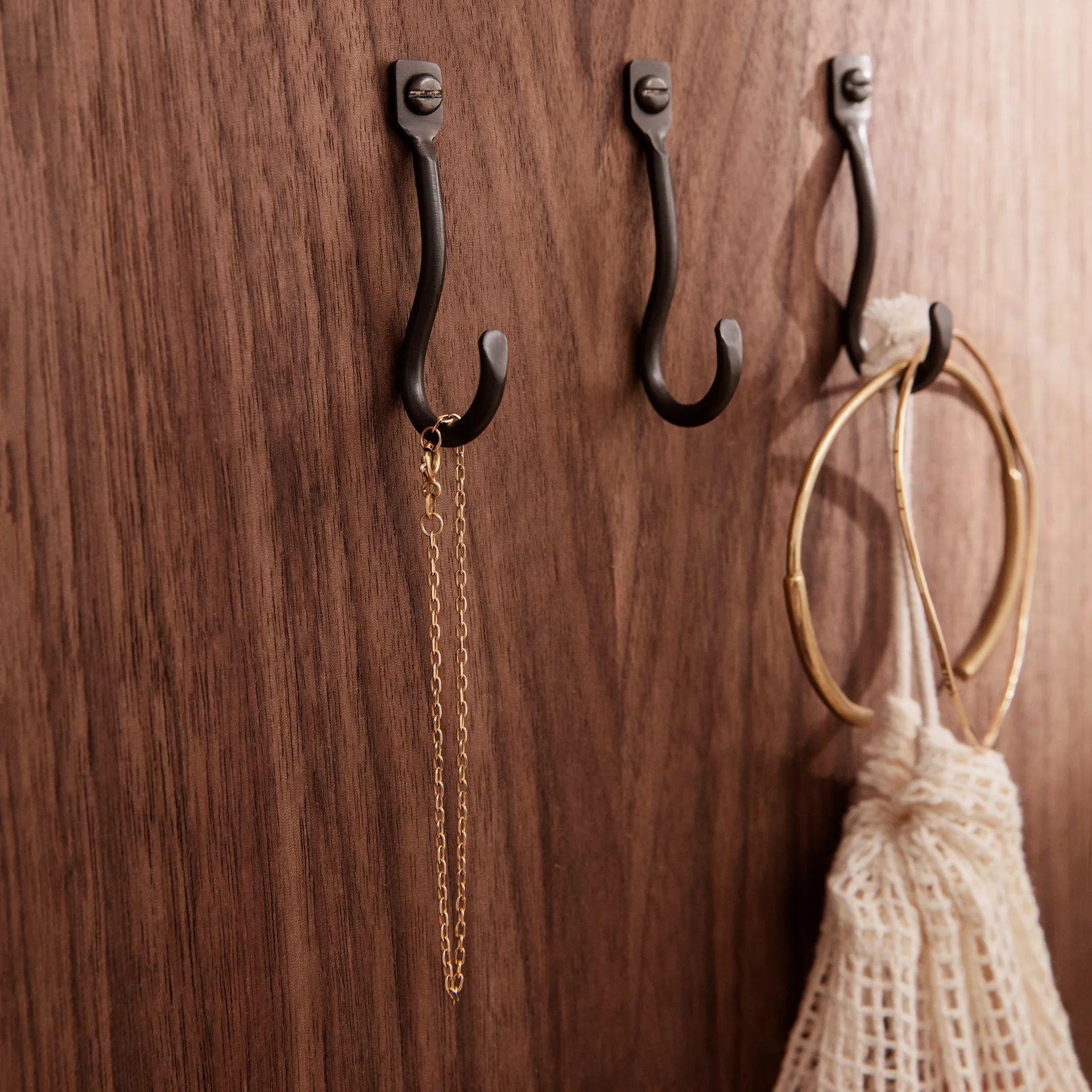 Curvature hook 3-pack, Black brass Ferm Living