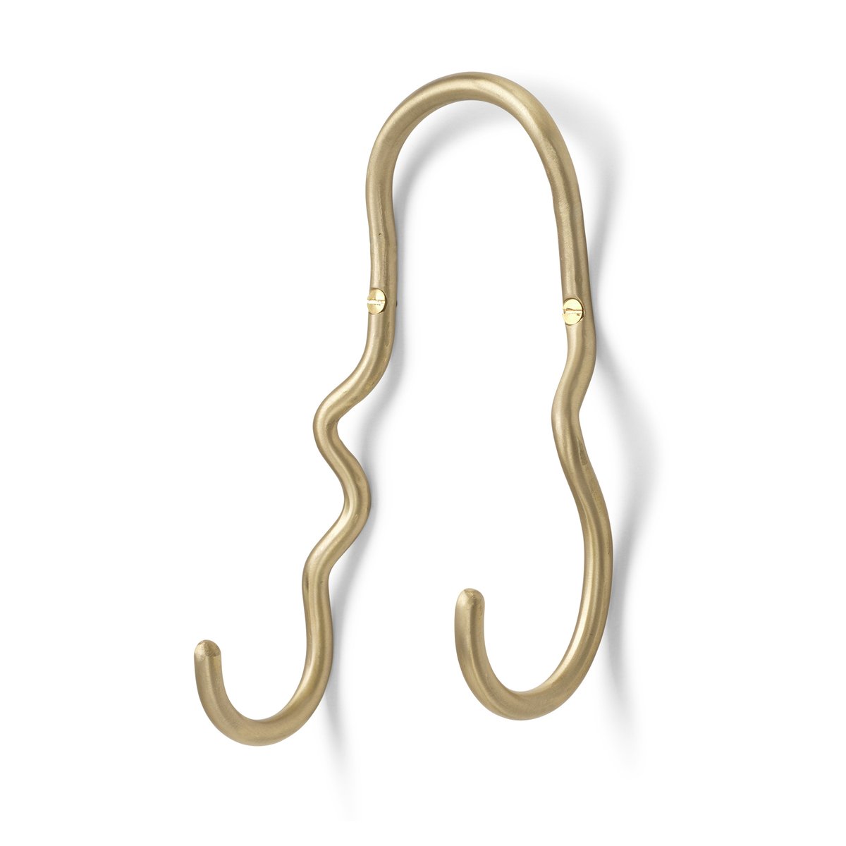 Ferm Living Curvature hook double brass | Scandinavian Design | Clothes hooks & hangers | Gold-coloured