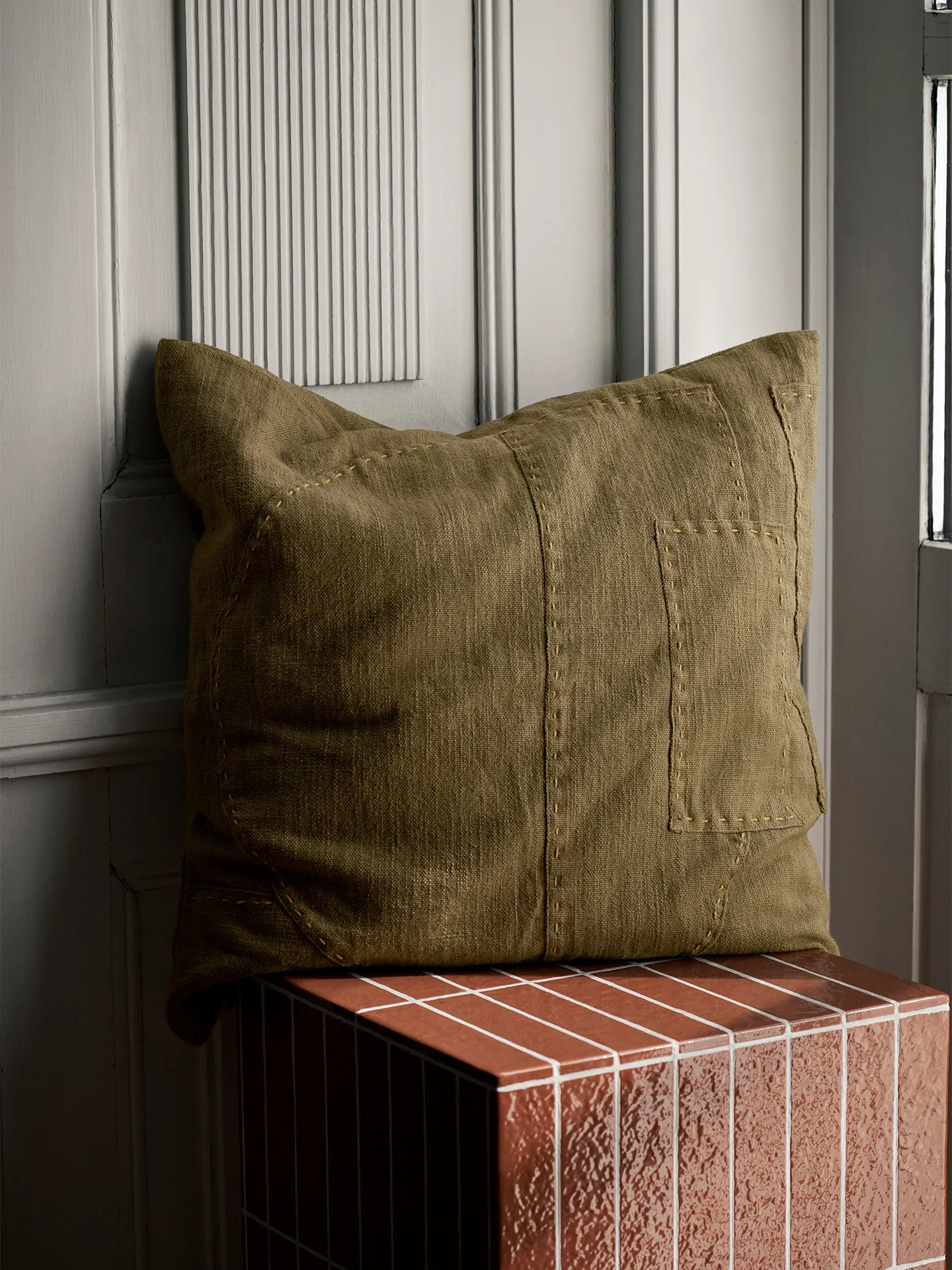 Darn cushion cover 50x50 cm, Dark Taupe Ferm Living