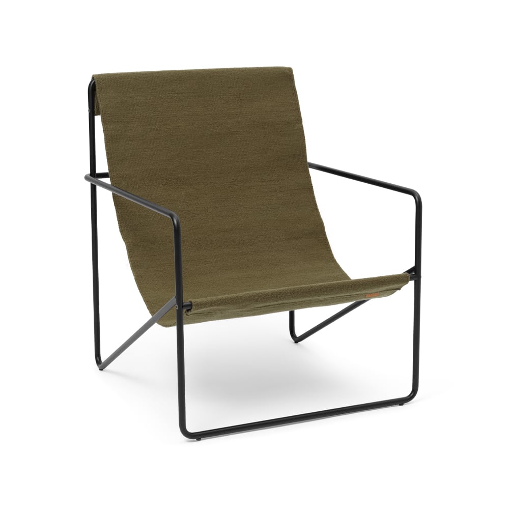 Ferm Living Desert lounge chair Olive, black frame | Scandinavian Design | Green