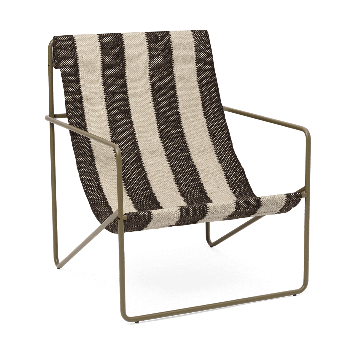 Ferm Living Desert lounge chair Olive, off-white, chocolate
