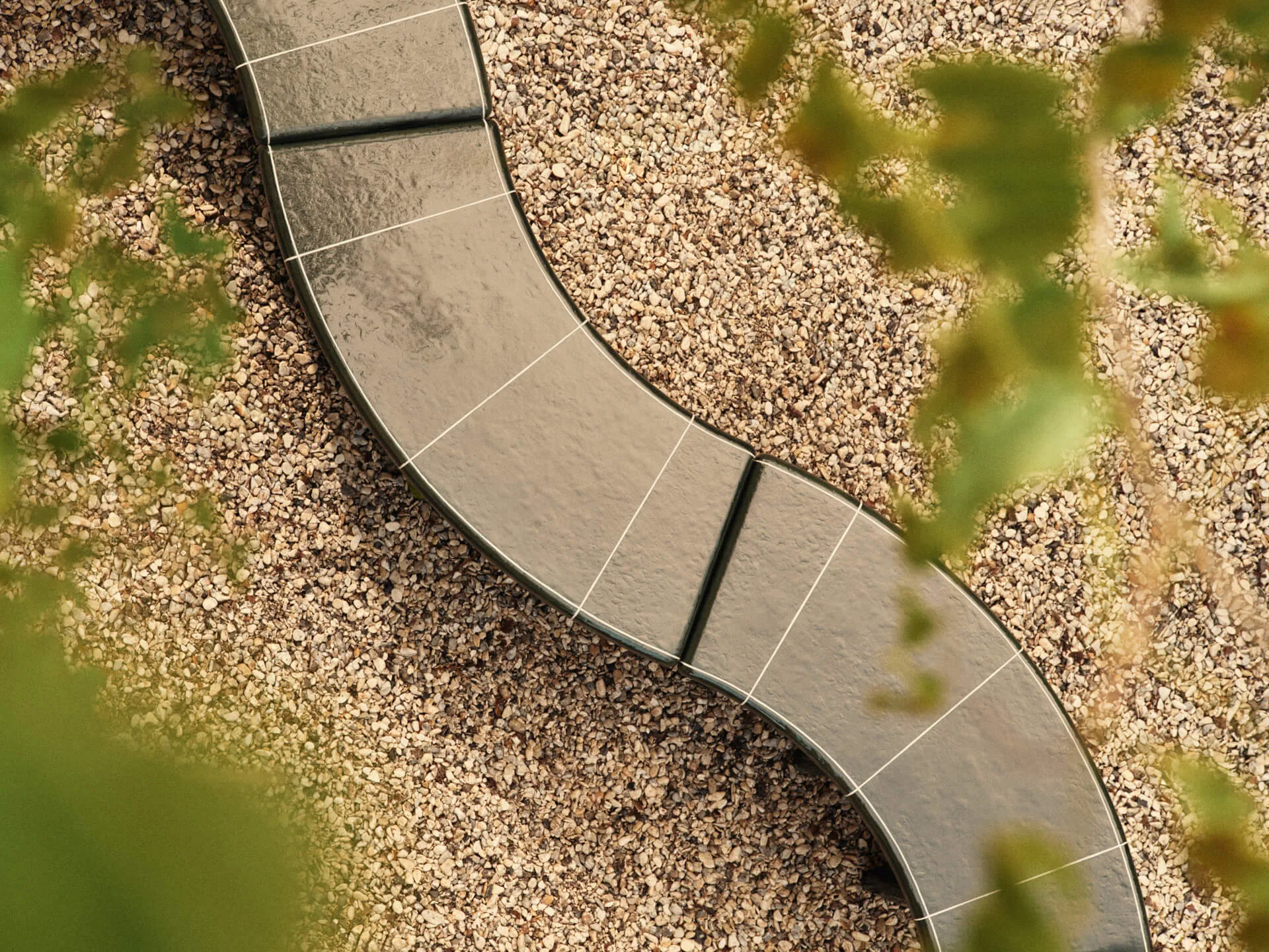 Deya curved bench with seat, Dark green, 110x40x45.5 cm Ferm Living