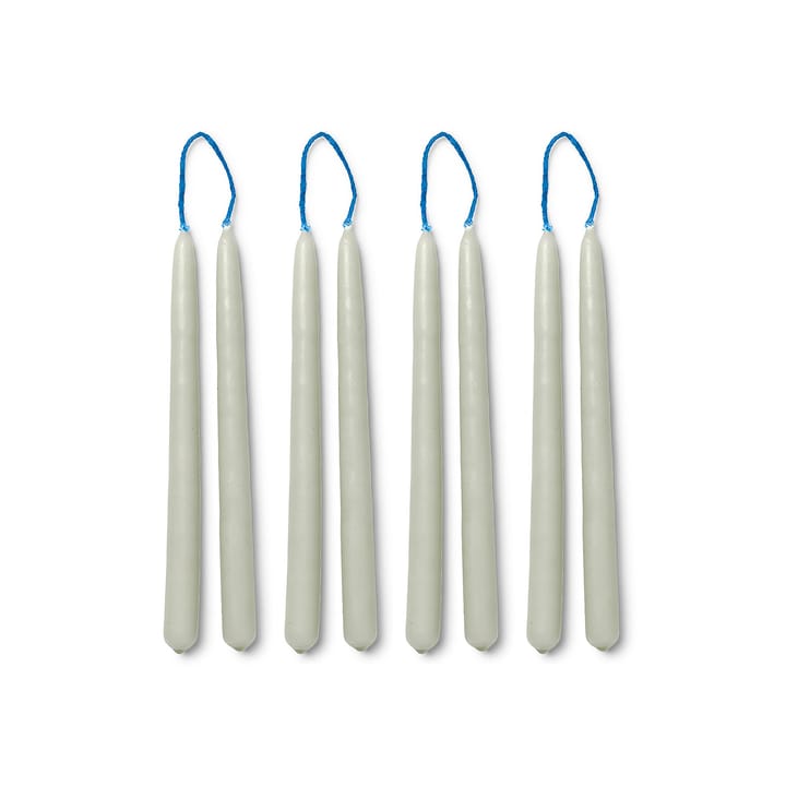 Dipped candles handmade15 cm 8-pack  - Sage - Ferm LIVING