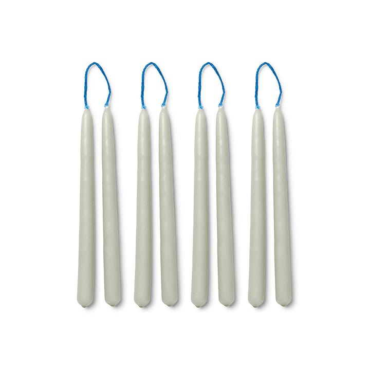 Dipped candles handmade15 cm 8-pack  - Sage - Ferm LIVING