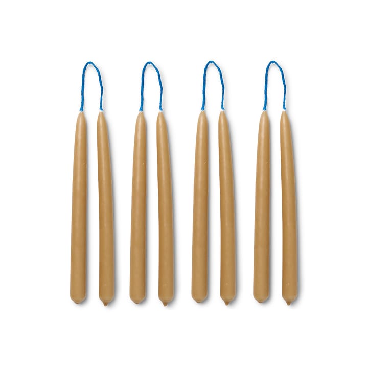 Dipped candles handmade15 cm 8-pack  - Straw - ferm LIVING