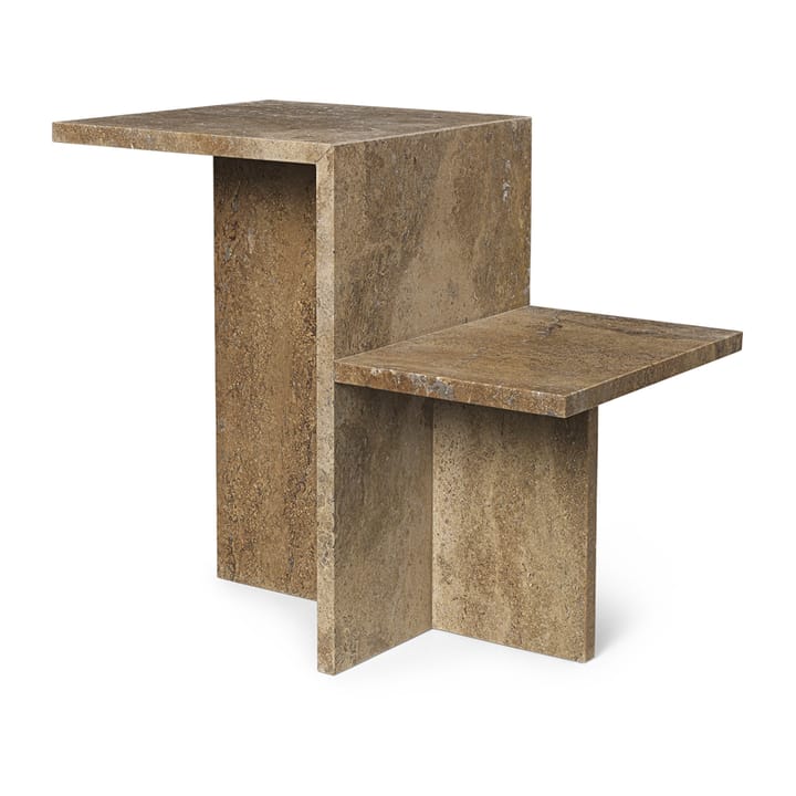 Distinct side table 59,5x35x50 cm - Dark Brown Travertine - Ferm LIVING