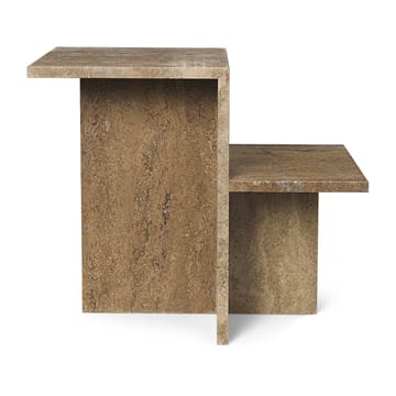 Distinct side table 59,5x35x50 cm - Dark Brown Travertine - ferm LIVING