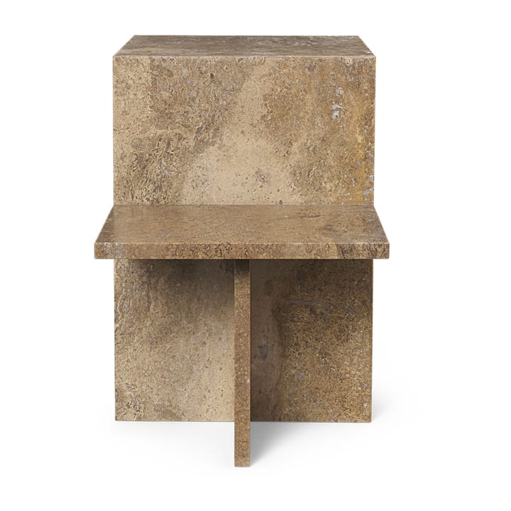 Distinct side table 59,5x35x50 cm - Dark Brown Travertine - ferm LIVING