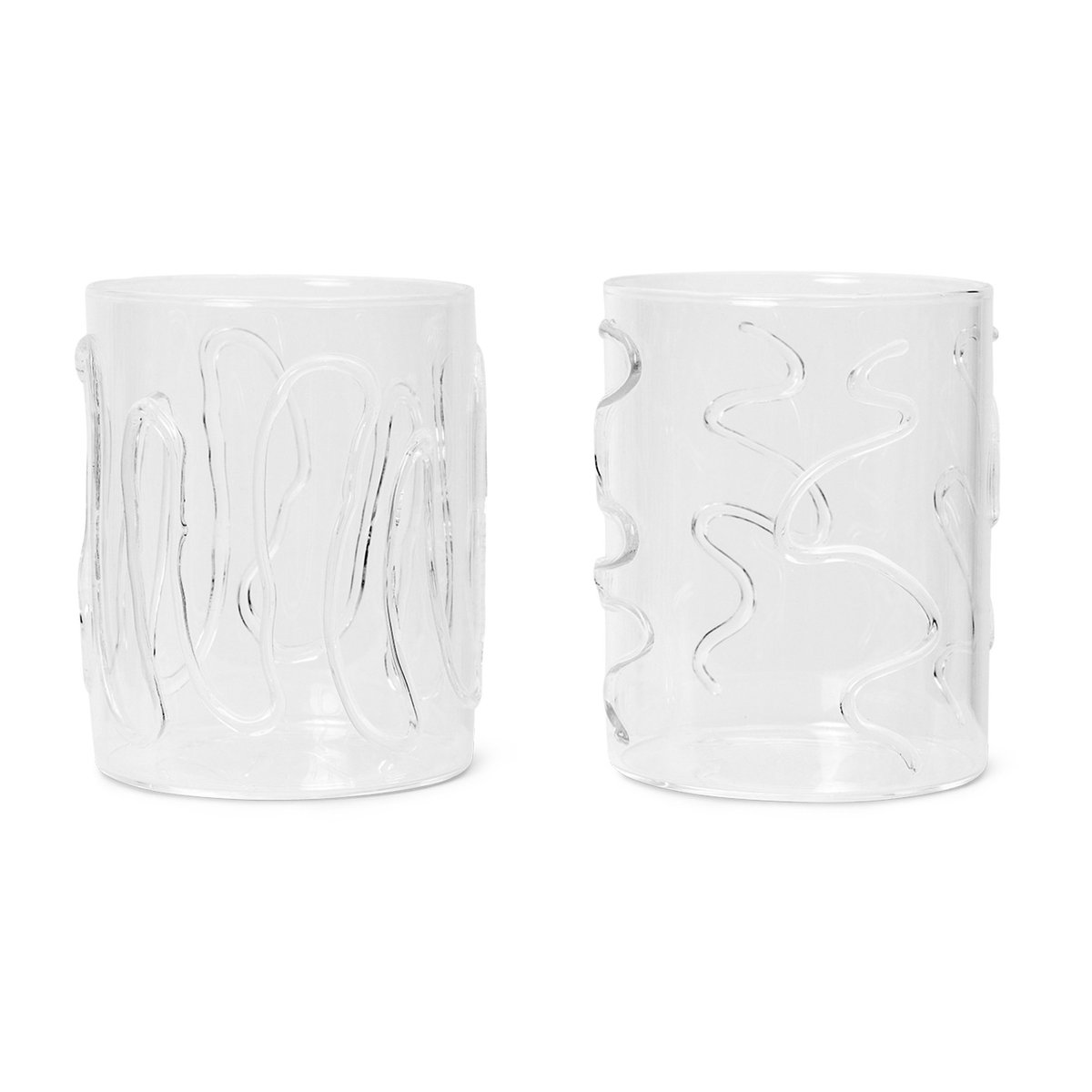 Ferm Living Doodle drinking glass tall 2-pack 35 cl