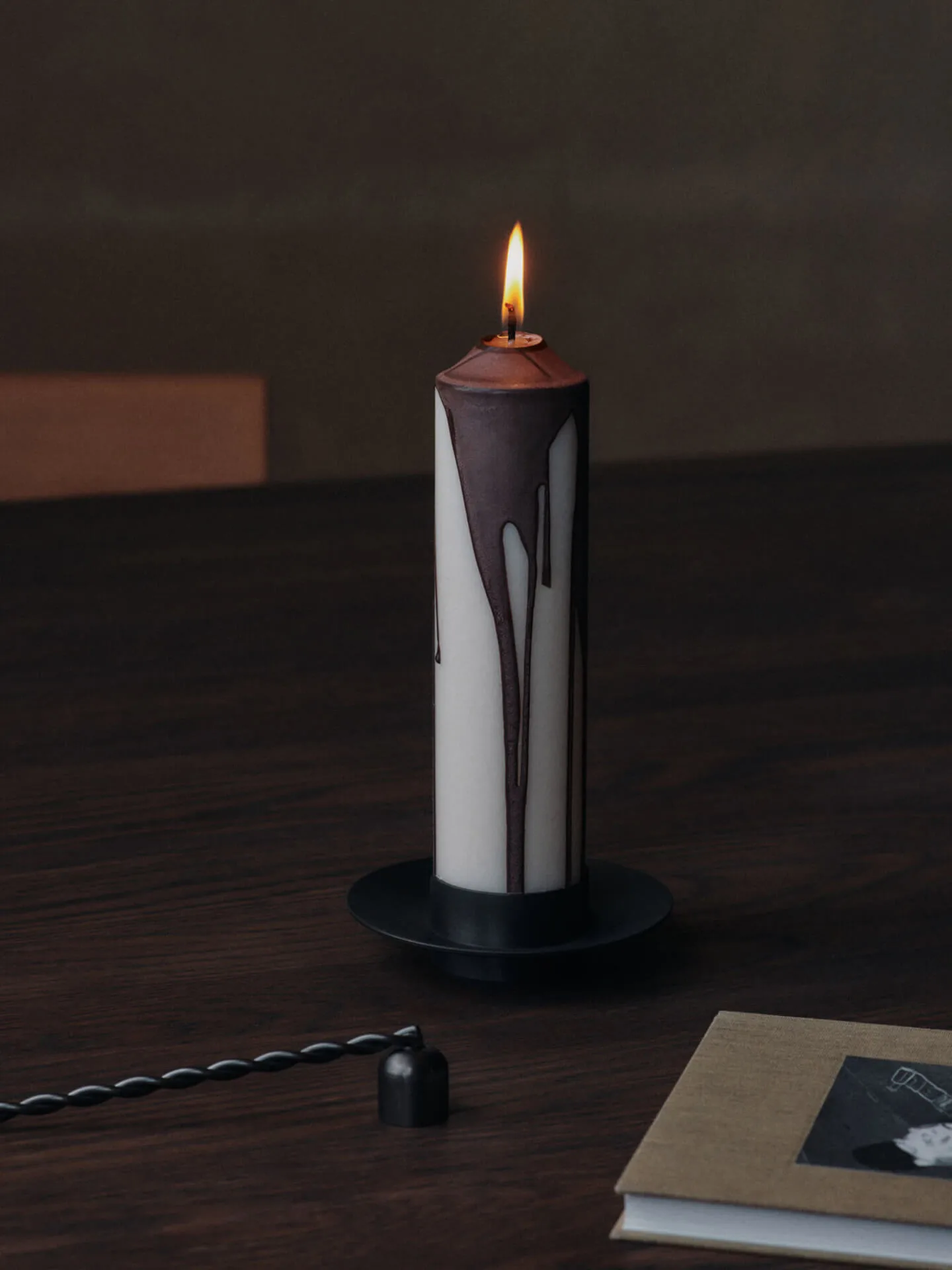 Drip pillar candle, Dark Chocolate, 20 cm Ferm Living