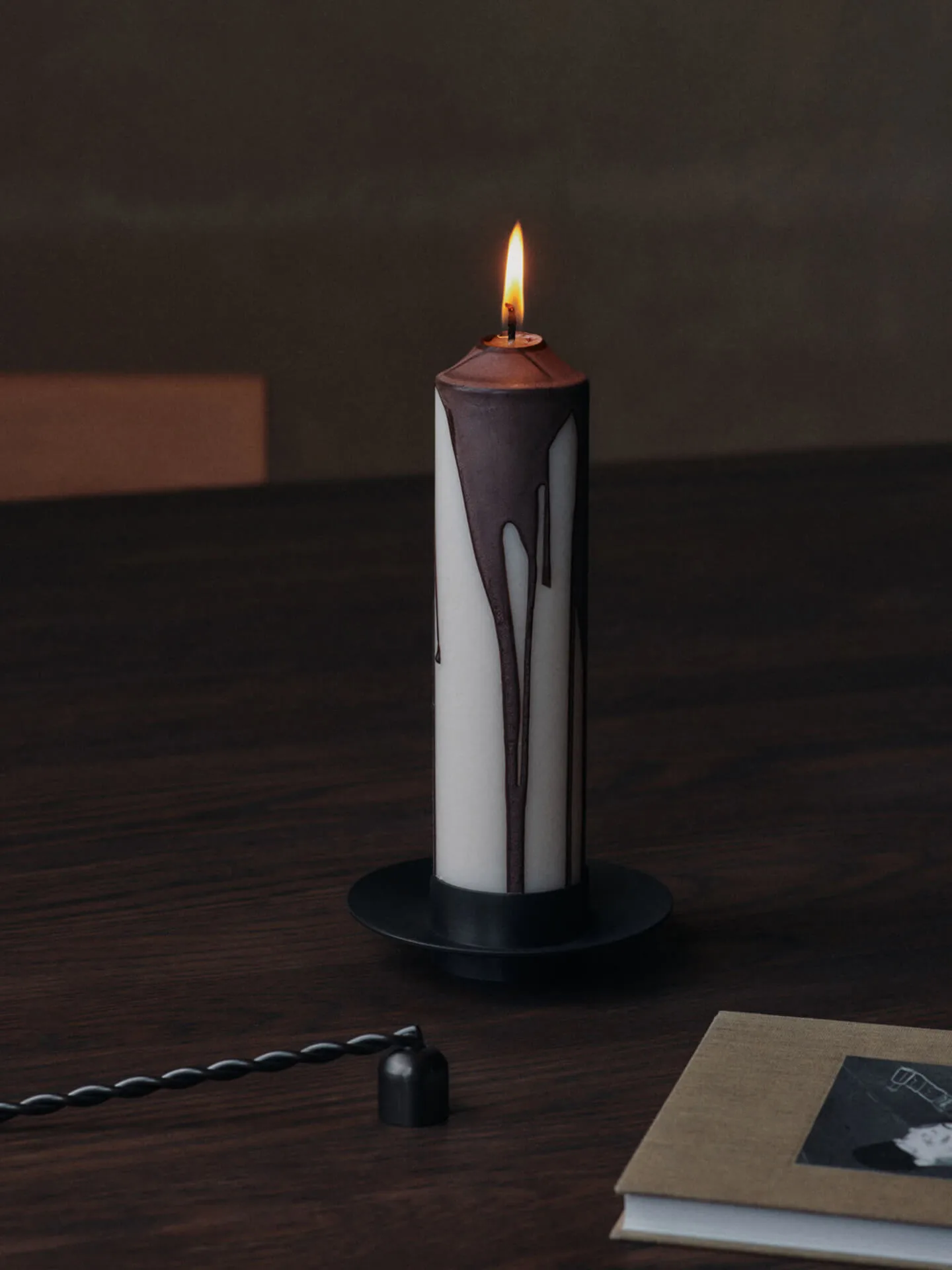 Drip pillar candle, Dark Chocolate, 20 cm Ferm Living