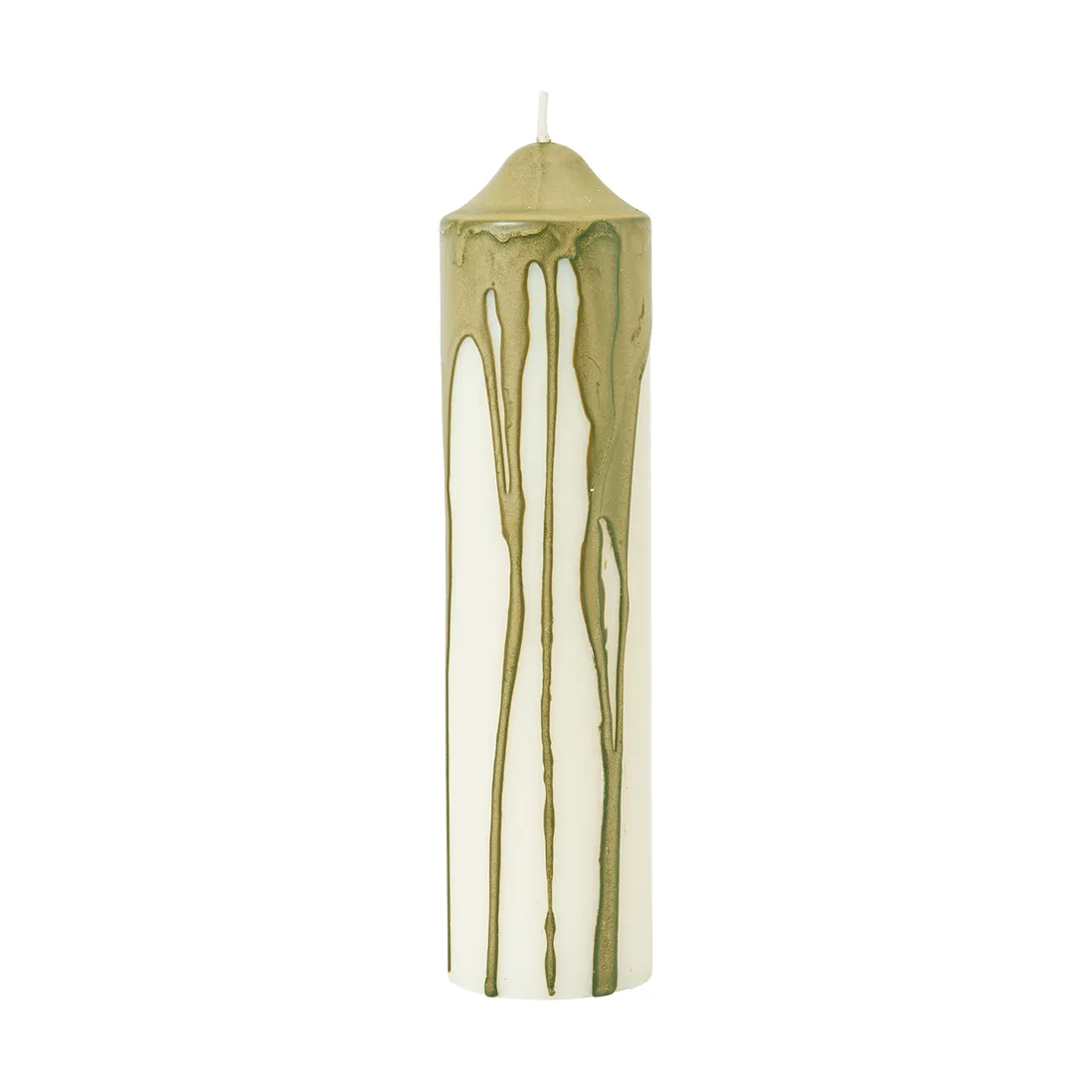 Ferm Living Drip pillar candle Olive Green, 20 cm | Scandinavian Design | Candles | Green