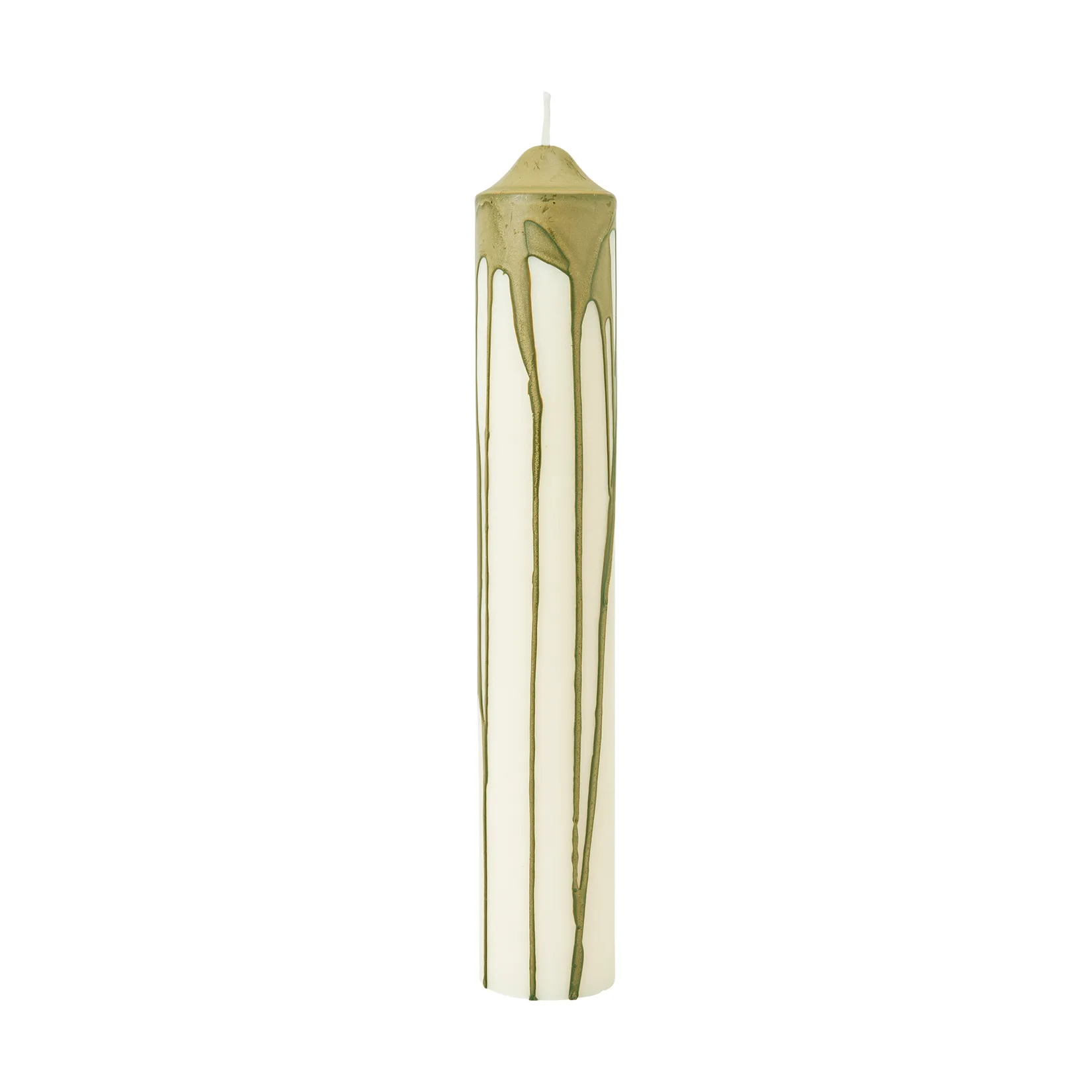 Drip pillar candle, Olive Green, 30 cm Ferm Living