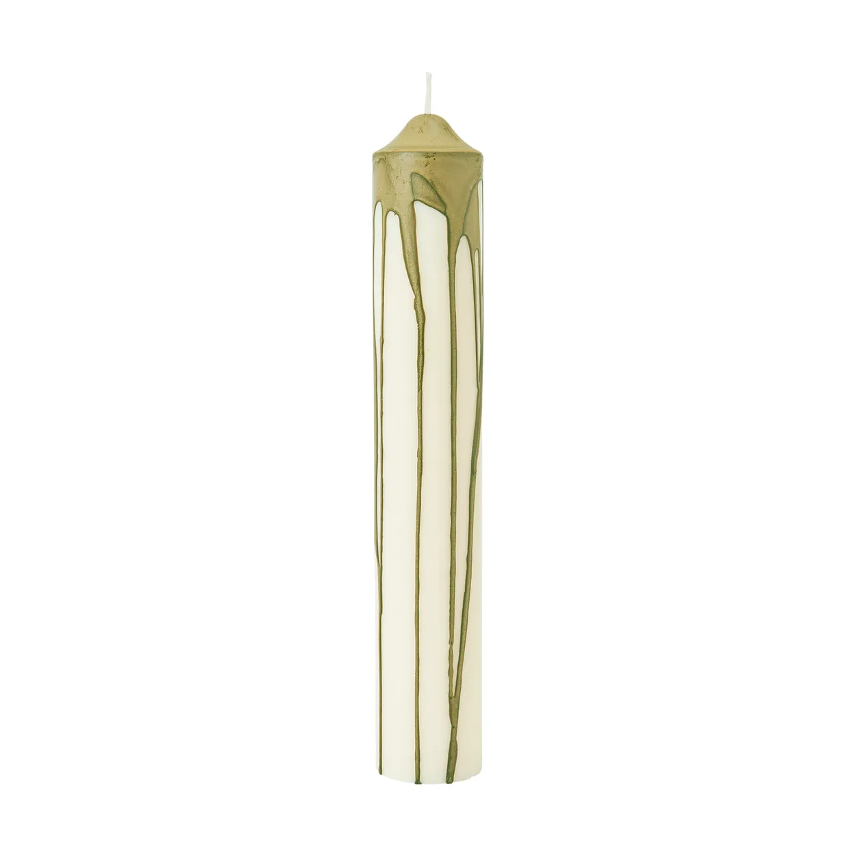 Ferm Living Drip pillar candle Olive Green, 30 cm | Scandinavian Design | Candles | Green