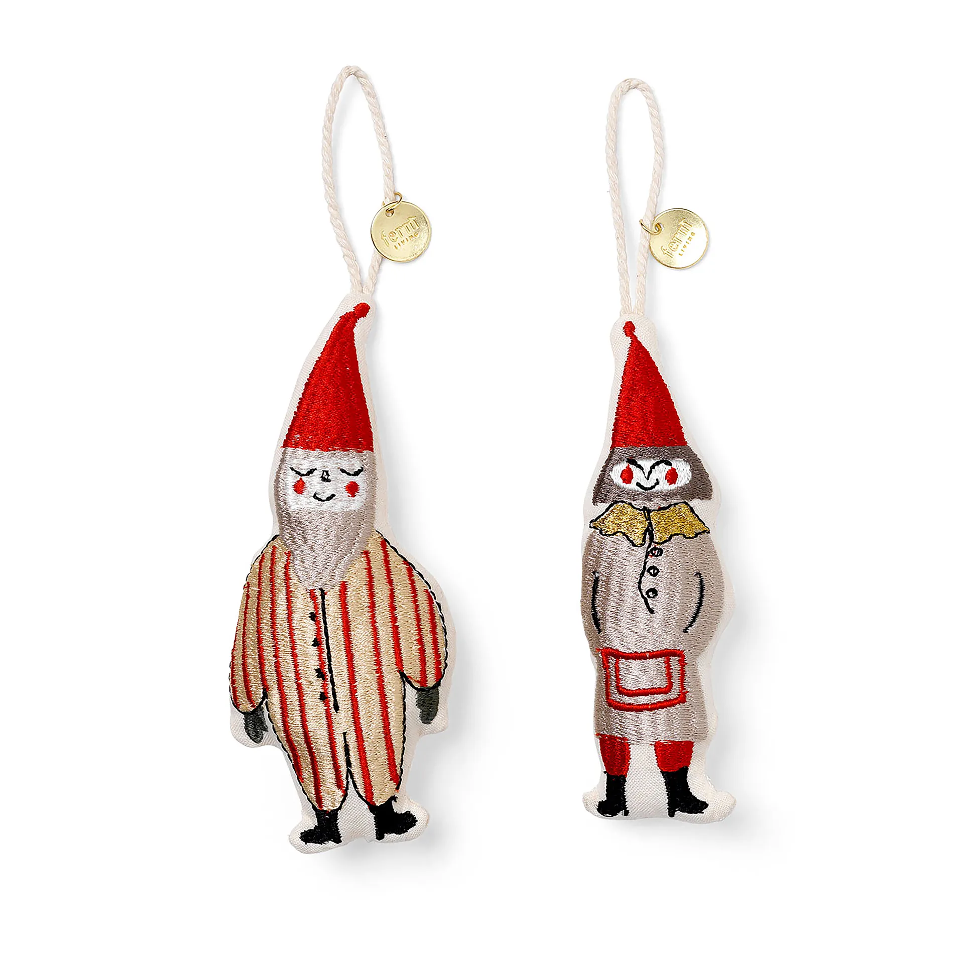 Elf pair Christmas decoration 13.5 cm 2-pack, Striped Ferm Living