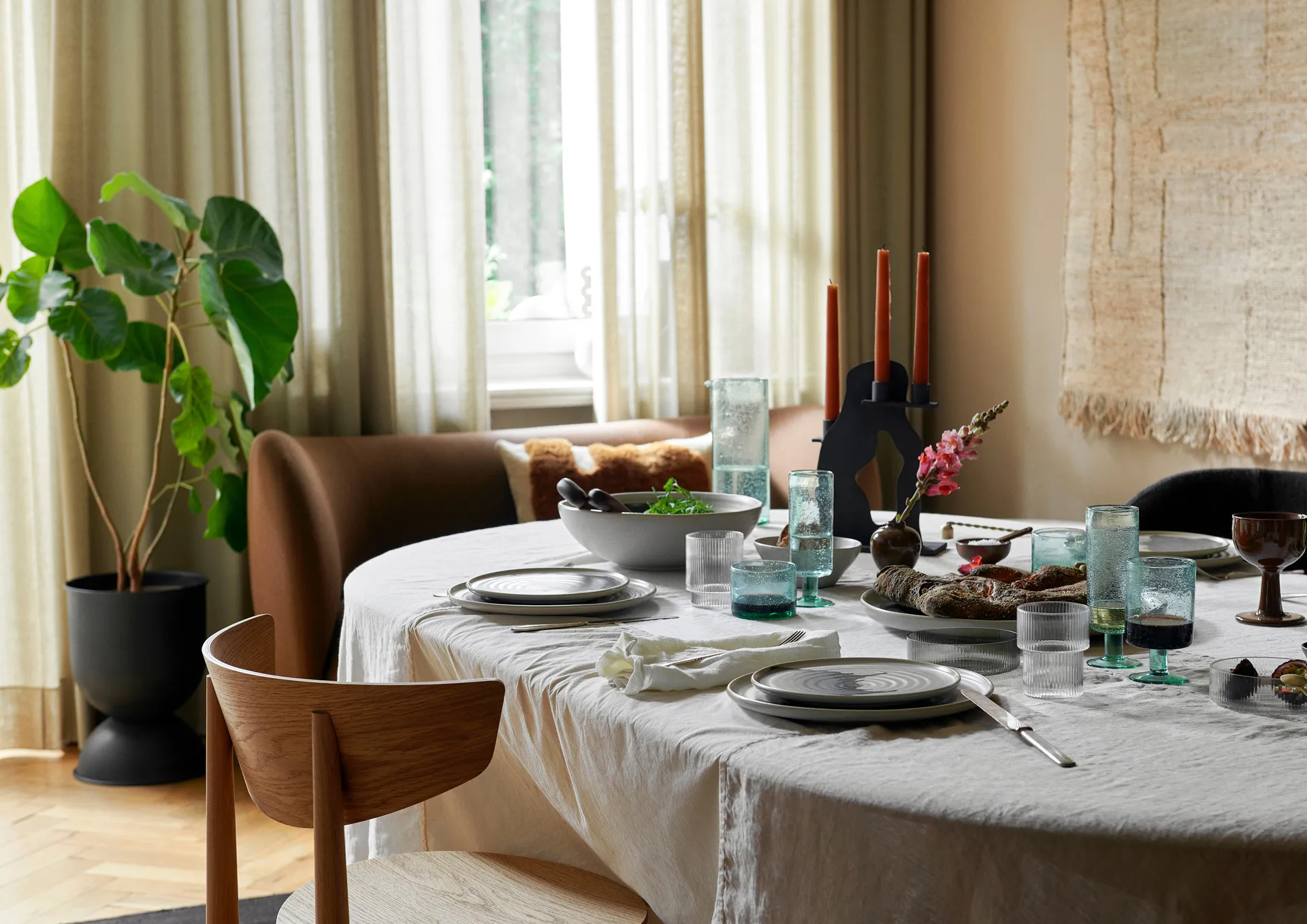 Erode candle sticks 21x27x4 cm, Blackened Aluminium Ferm Living