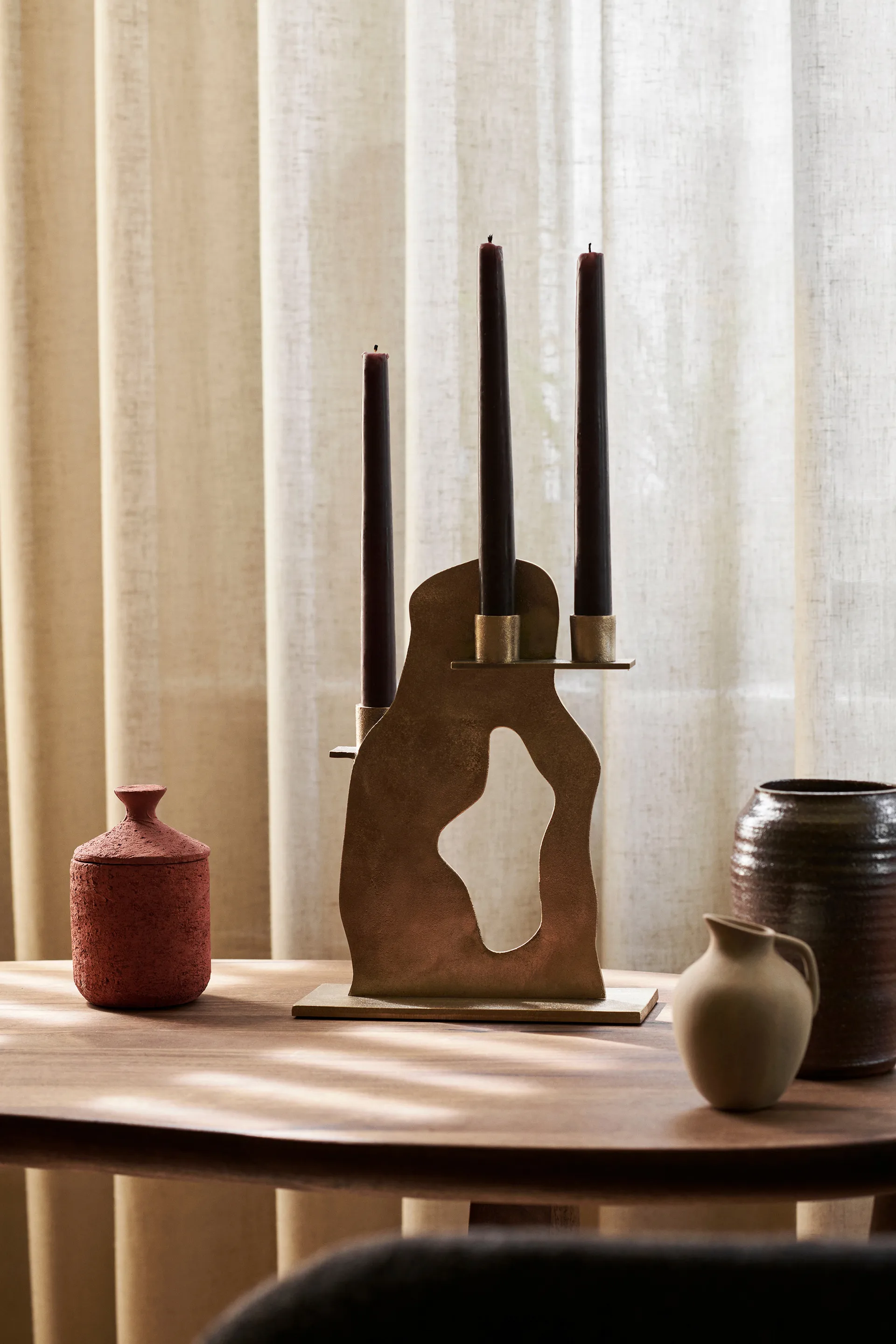 Erode candle sticks 21x27x4 cm, Brass Ferm Living