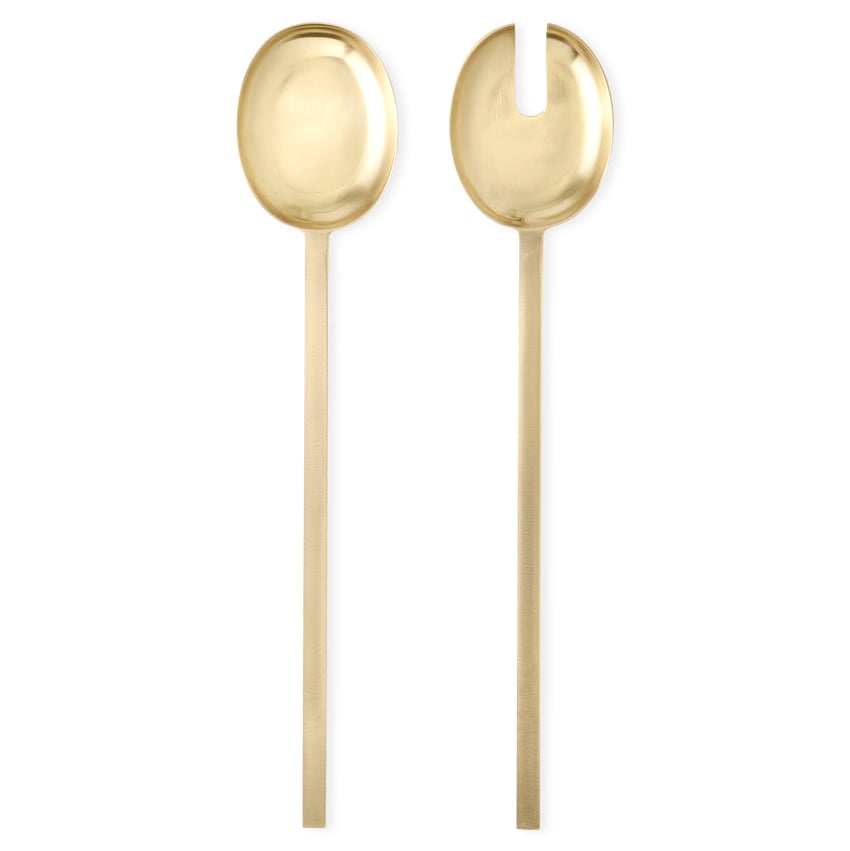 Ferm Living Fein salad cutlery 2 pieces brass | Scandinavian Design | Salad servers | Gold-coloured