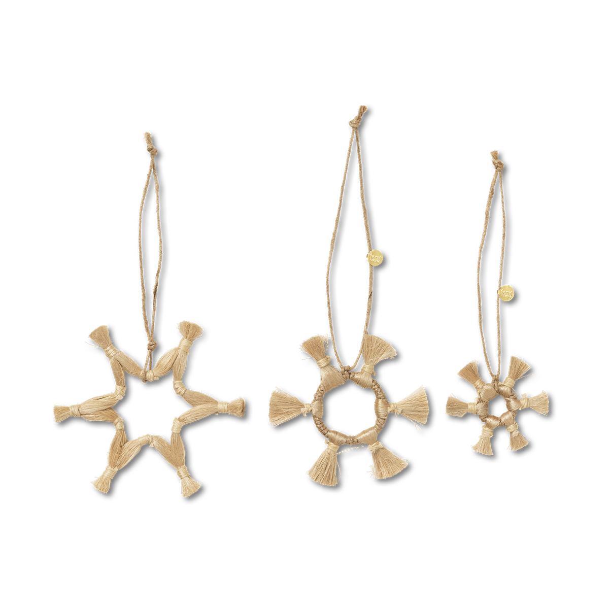 Ferm Living Jute Stars Christmas decoration 3 pieces Natural