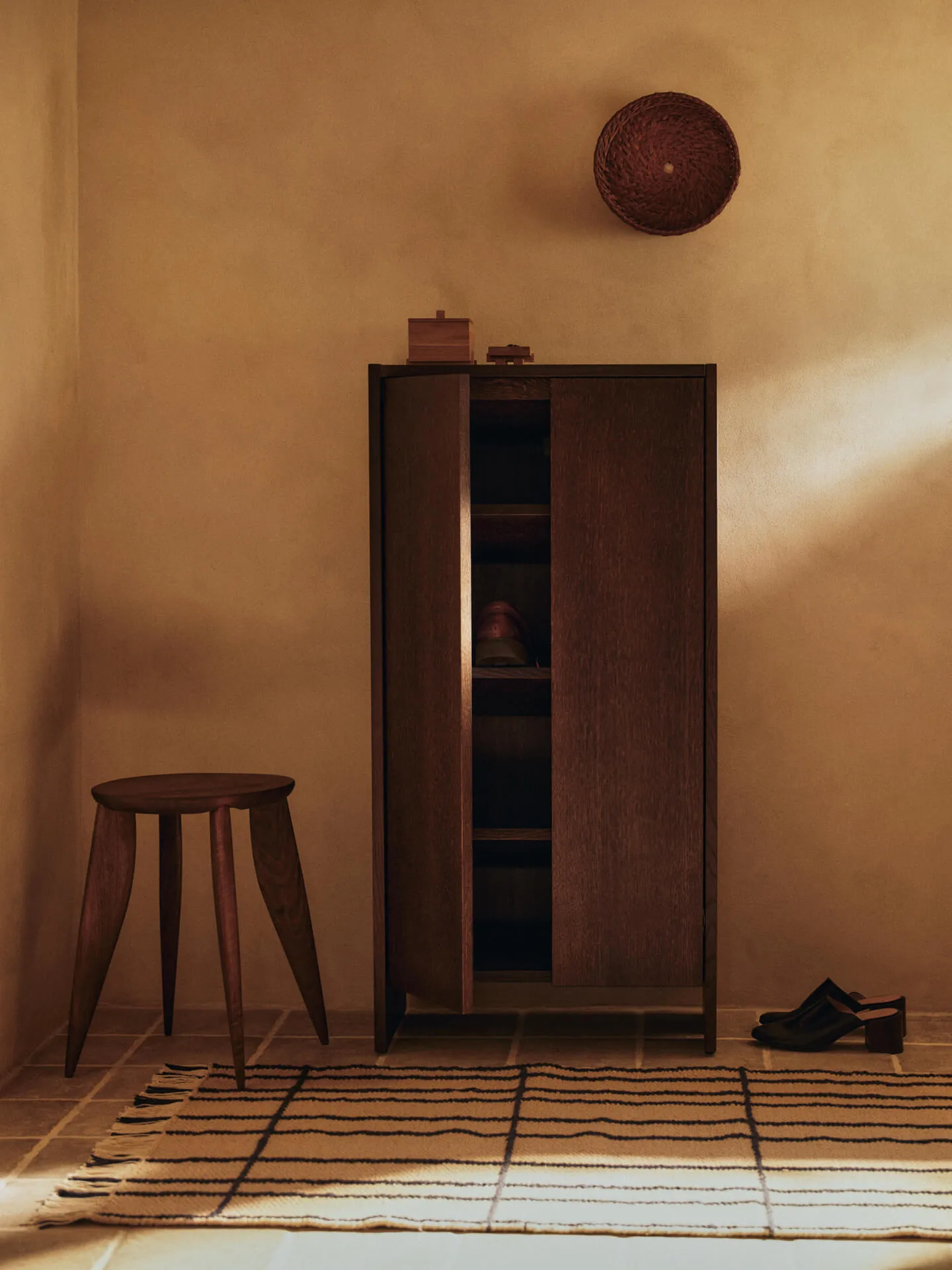 Feve side table, Walnut, 42x42x45 cm Ferm Living