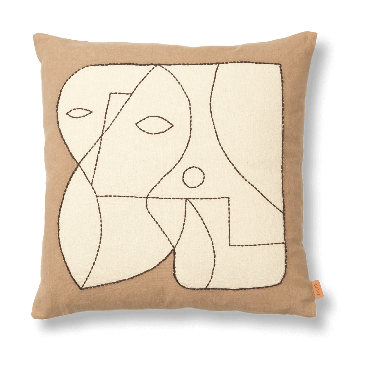 Ferm Living Figure cushion cover 50x50 cm Dark Taupe-Off-white