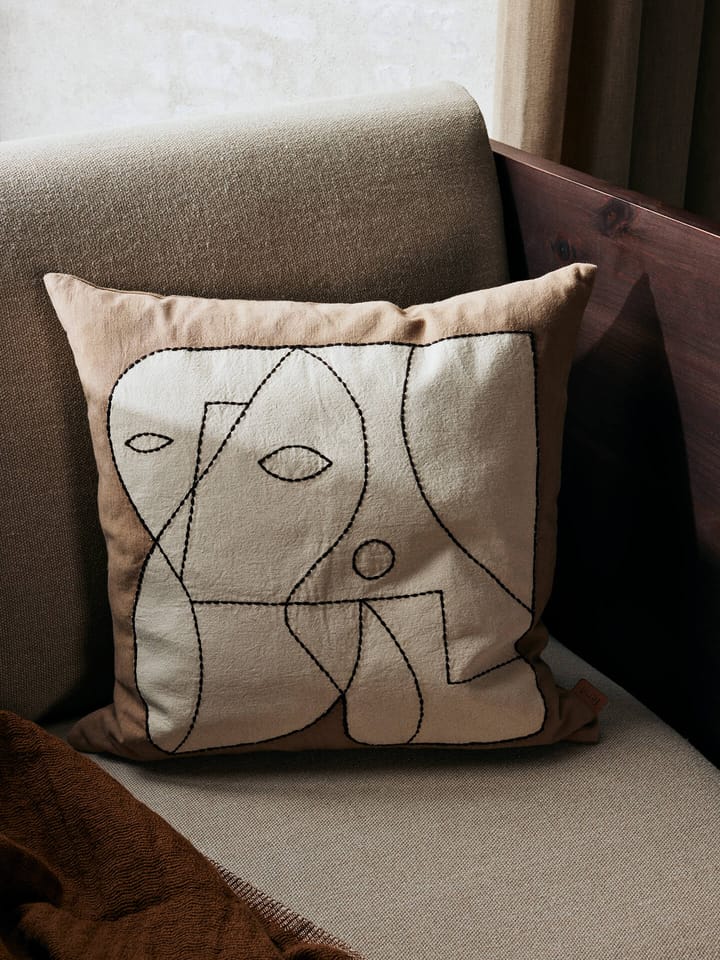 Figure cushion cover 50x50 cm - Dark Taupe-Off-white - ferm LIVING