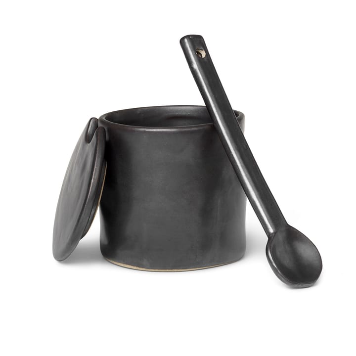 Flow jam-jar with spoon - black - ferm LIVING