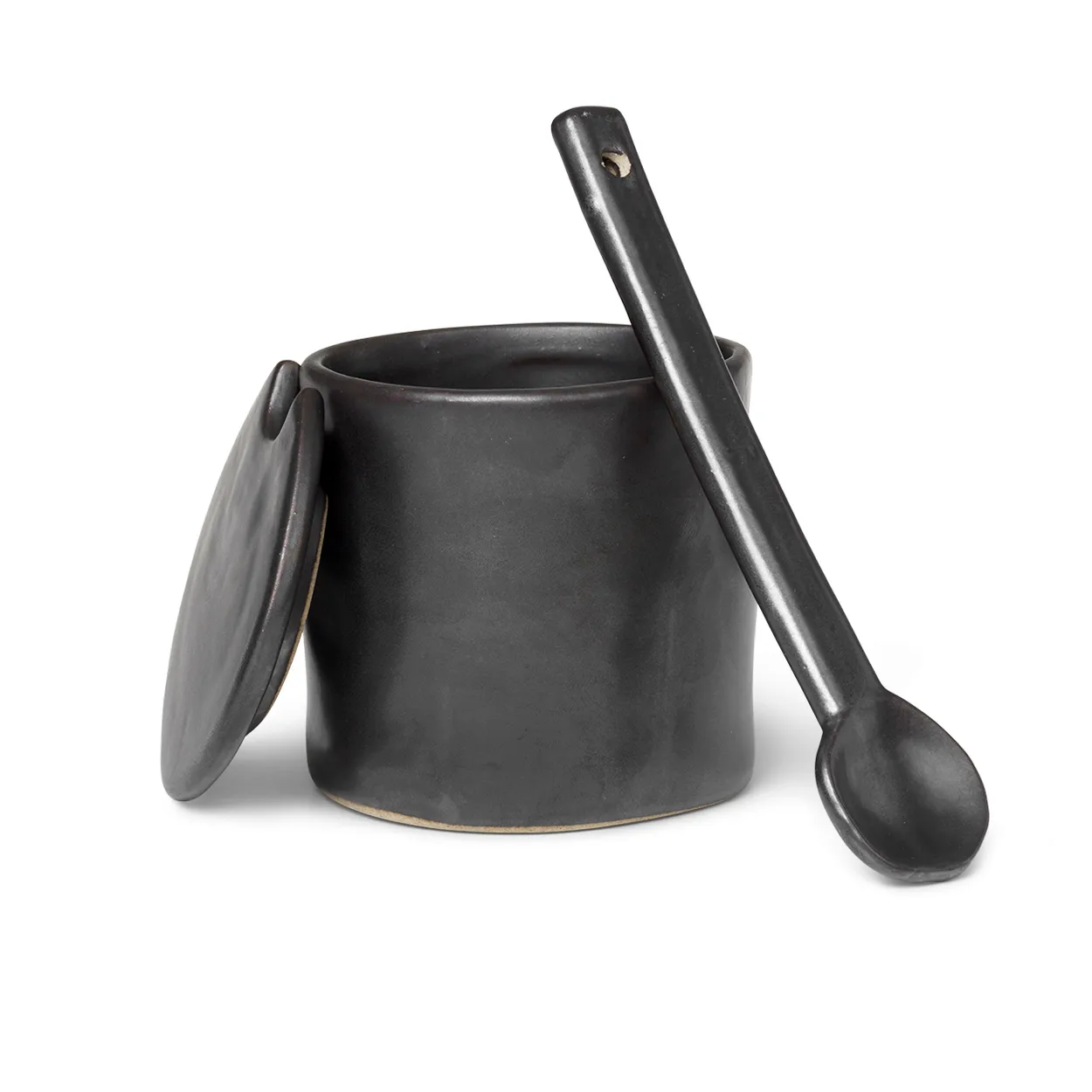 Ferm Living Flow jam-jar with spoon black | Scandinavian Design | Sugar bowls | Black