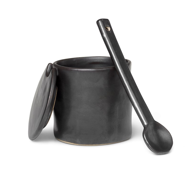 Ferm Living Flow jam-jar with spoon black