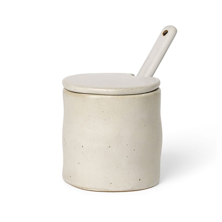 Flow jam-jar with spoon - Off-white speckle - ferm LIVING