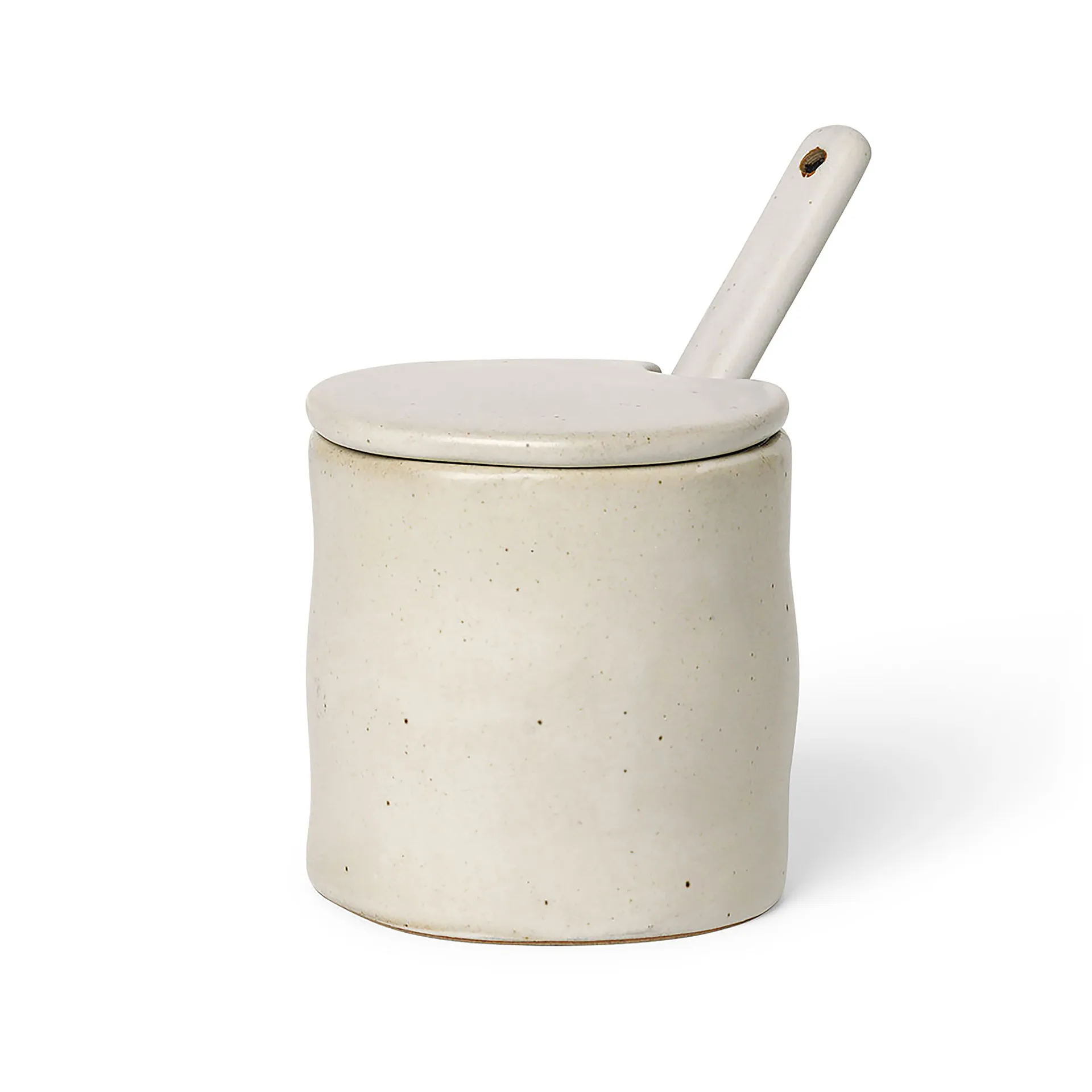Flow jam-jar with spoon, Off-white speckle Ferm Living