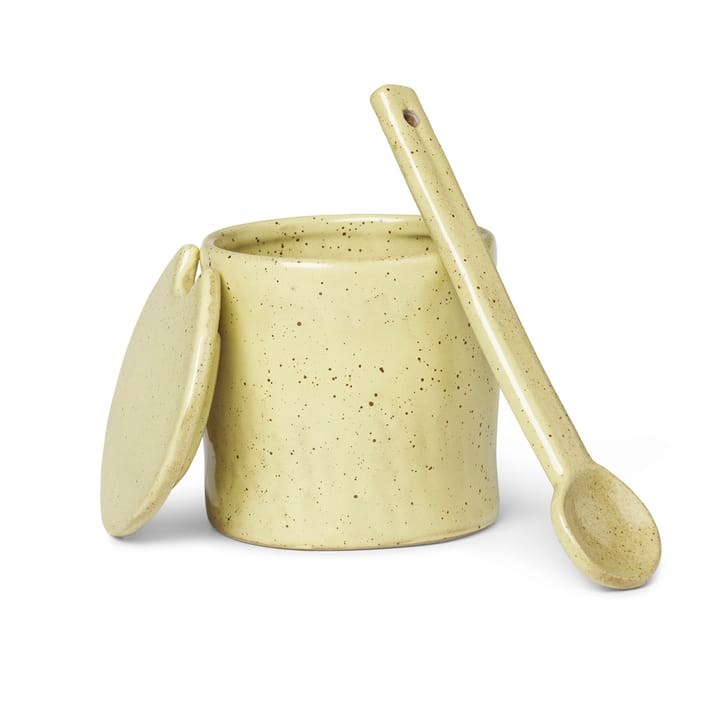 Flow jam-jar with spoon - yellow-speckled - Ferm Living