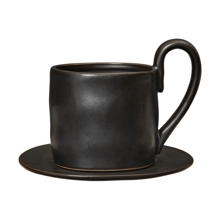 Flow mug with saucer 25 cl - Black - Ferm Living