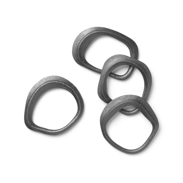 Flow napkin ring 4-pack - black brass - Ferm LIVING