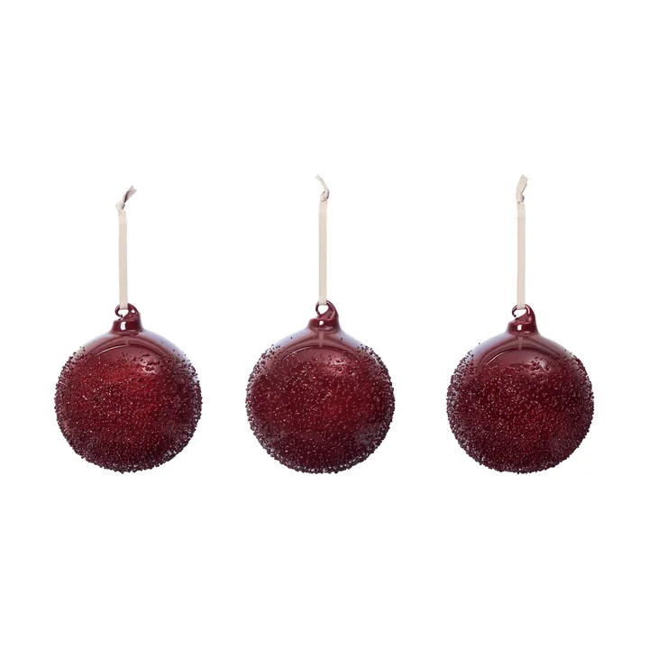 Flurry Christmas baubles 3-pack - L, Picante Red - Ferm Living