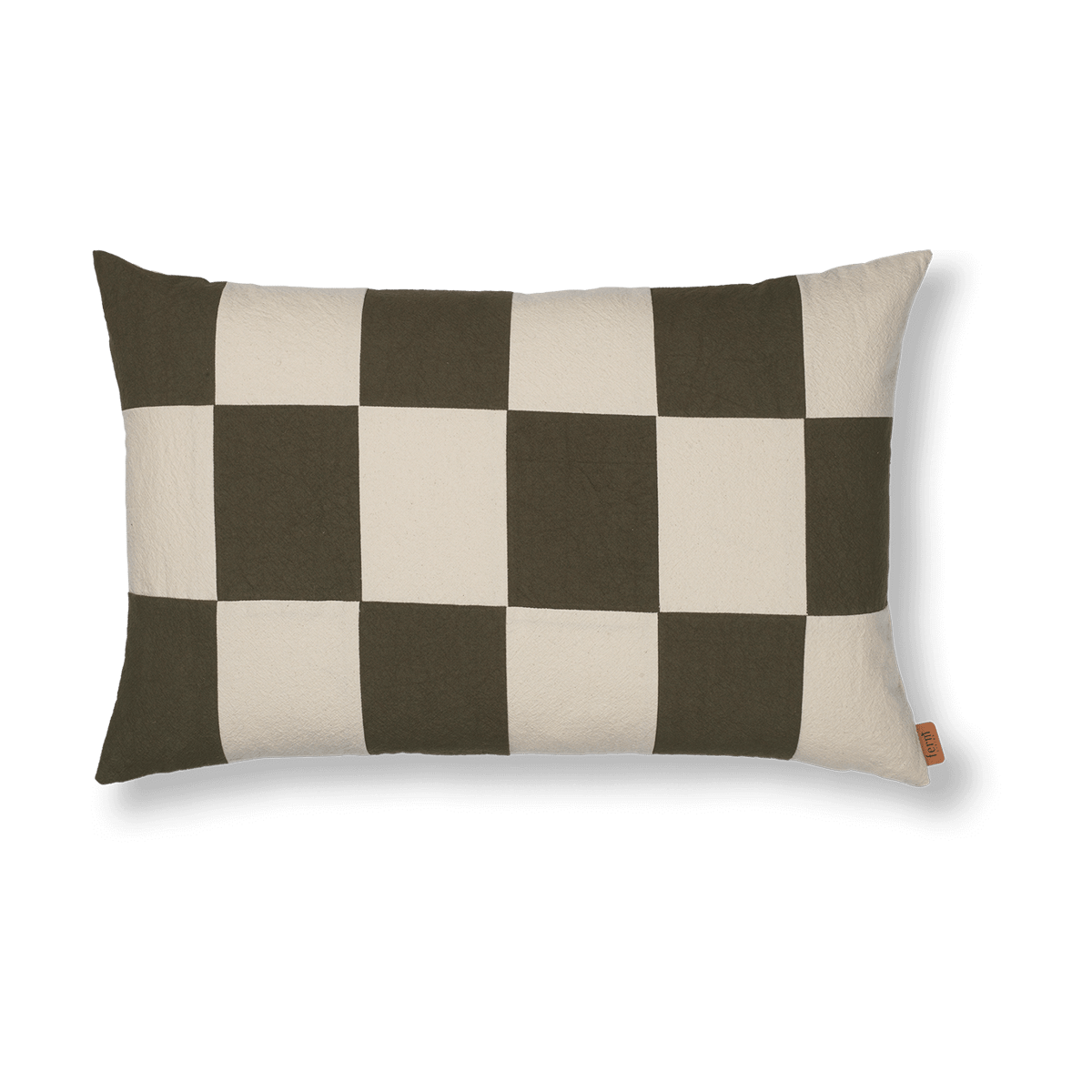 Ferm Living Fold patchwork cushion cover 40x60 cm Dark Olive -undyed