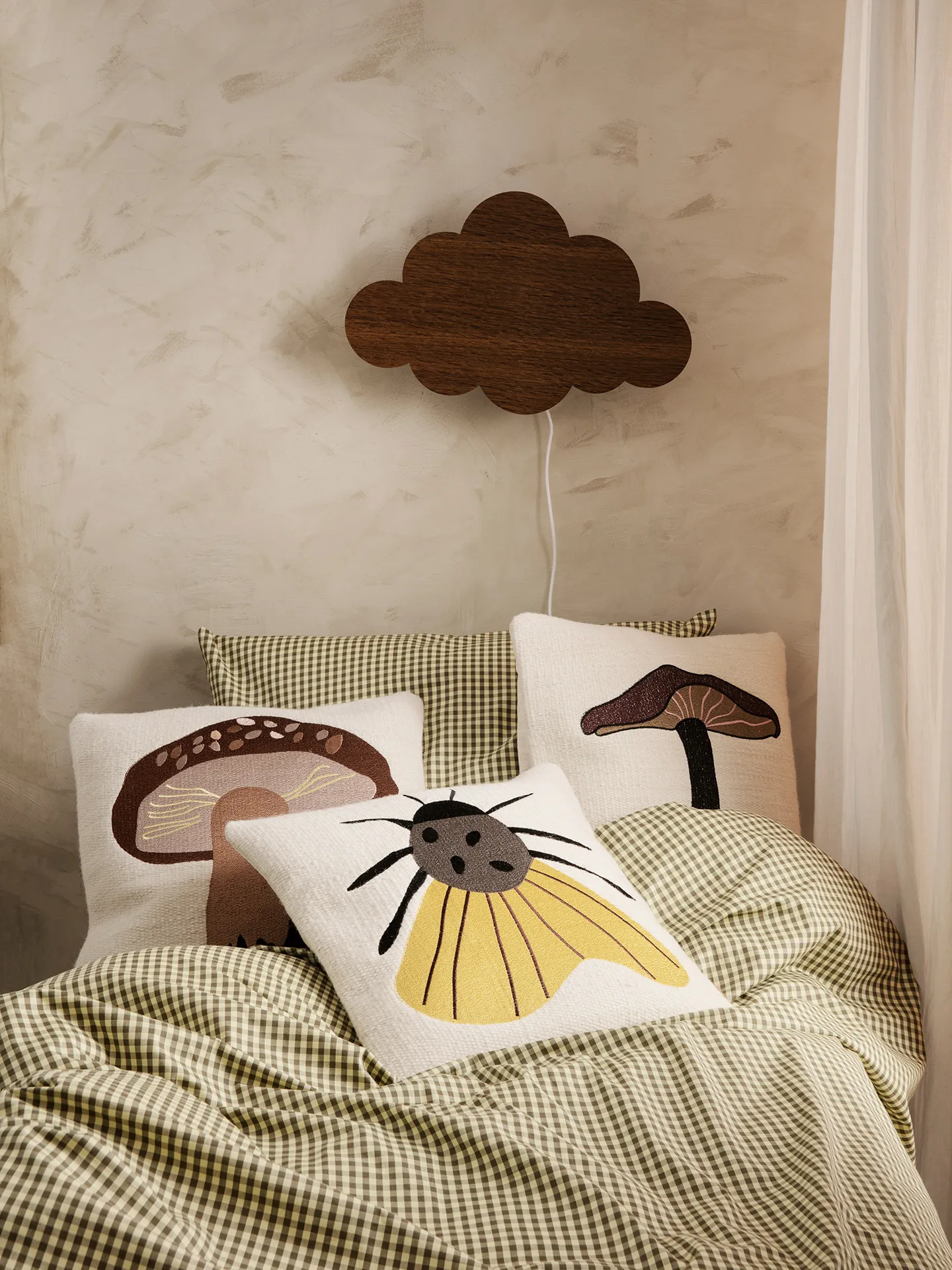 Forest embroidered cushion 40x40 cm, Lactarius Ferm Living