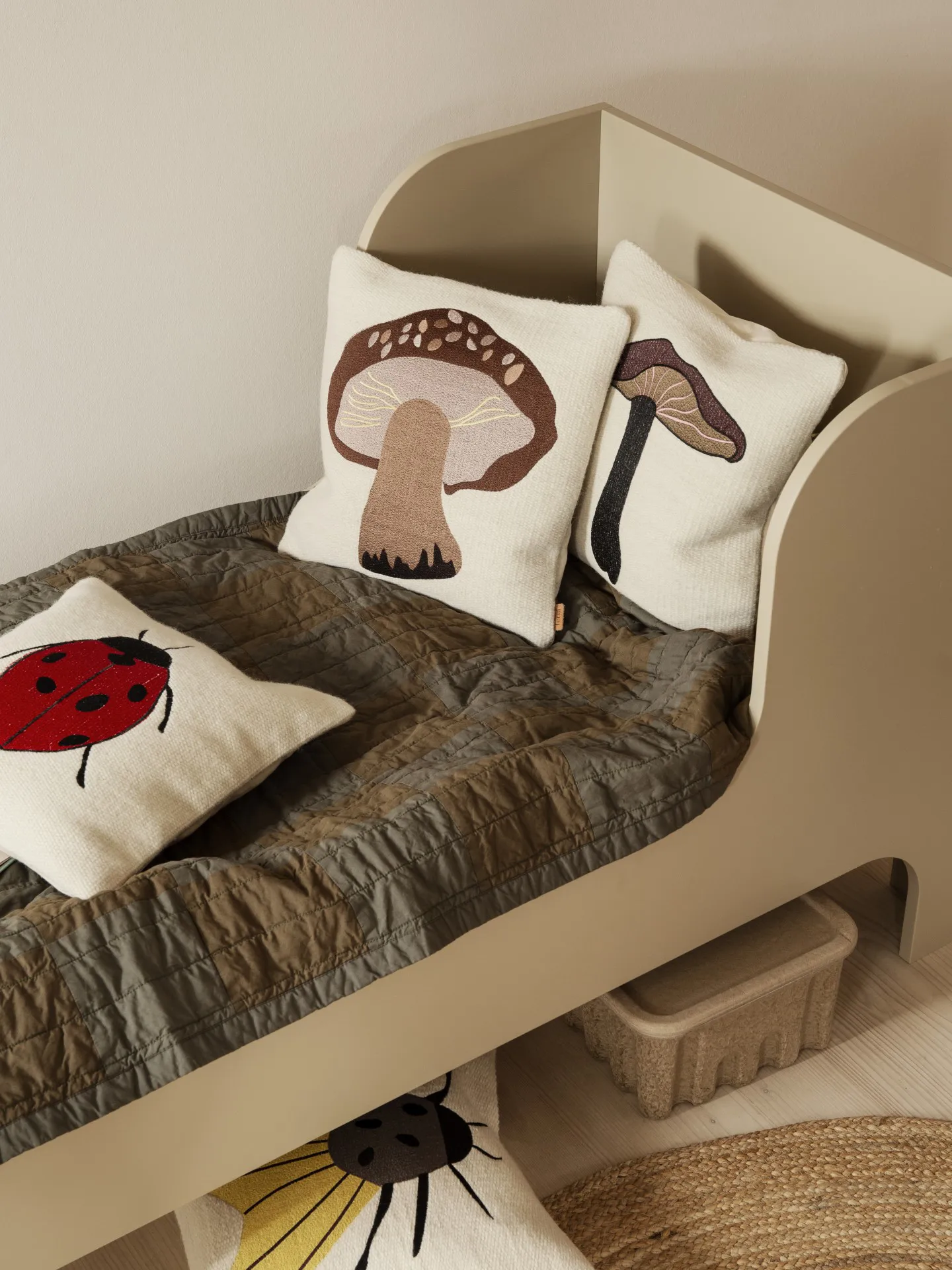 Forest embroidered cushion 40x40 cm, Lactarius Ferm Living