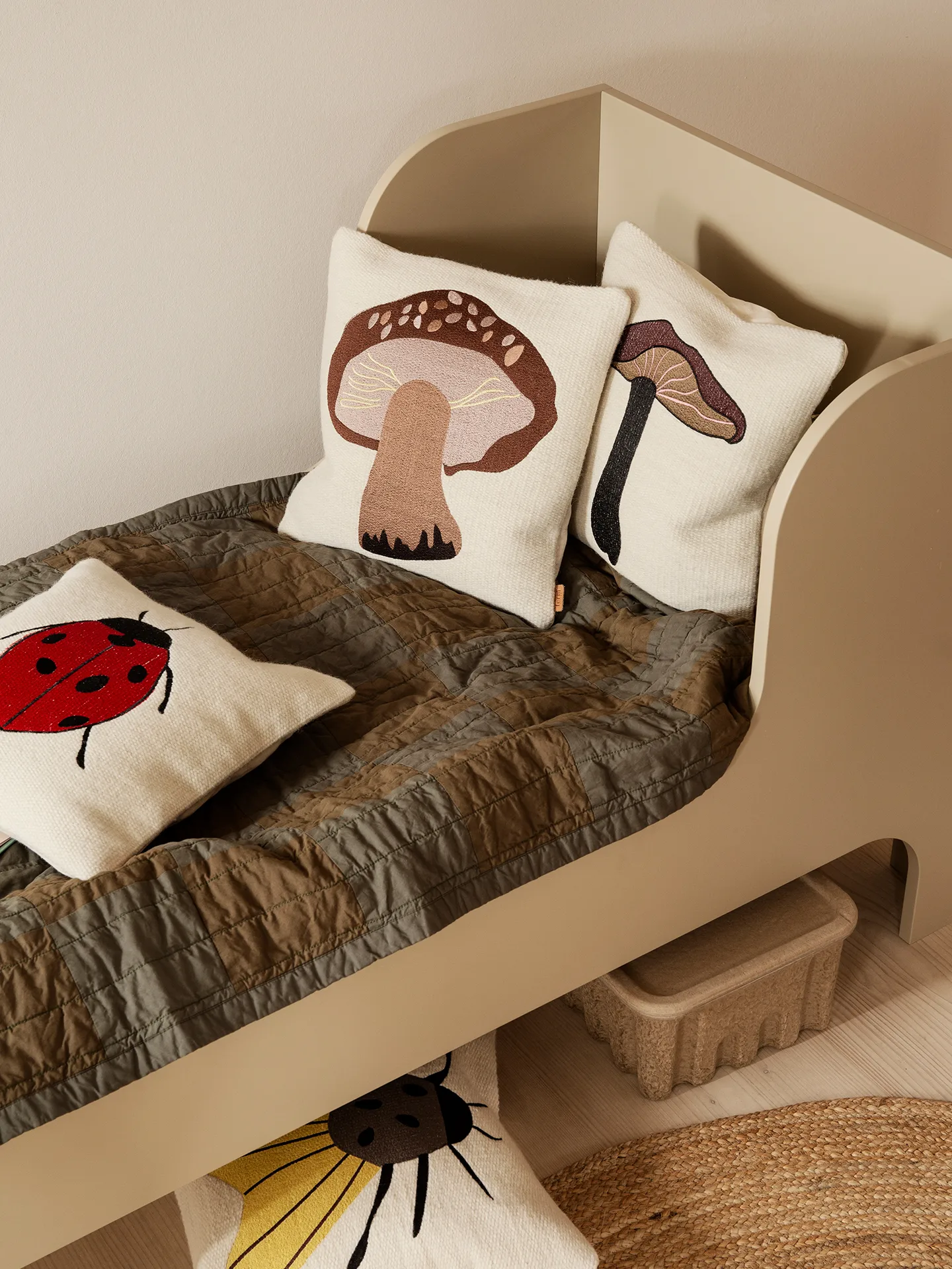 Forest embroidered cushion 40x40 cm, Porcini Ferm Living