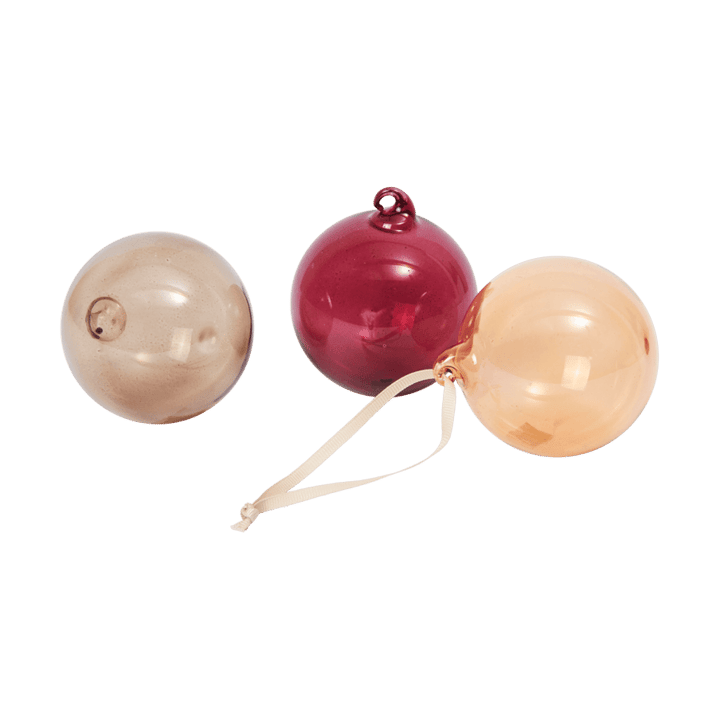 Glass bauble Christmas baubles M Ø8 cm 3 pieces - Roseate Translucent - Ferm Living