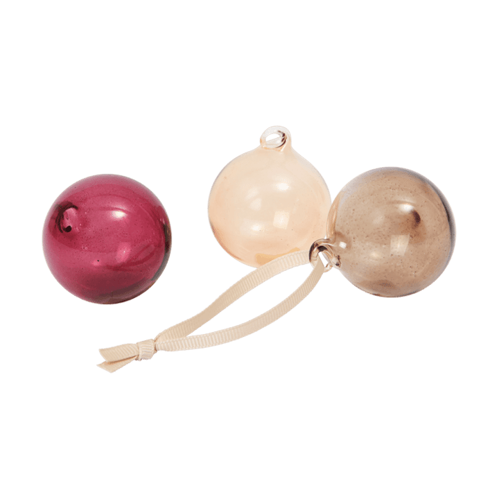 Glass bauble Christmas baubles S Ø4 cm 3 pieces - Roseate Translucent - Ferm Living
