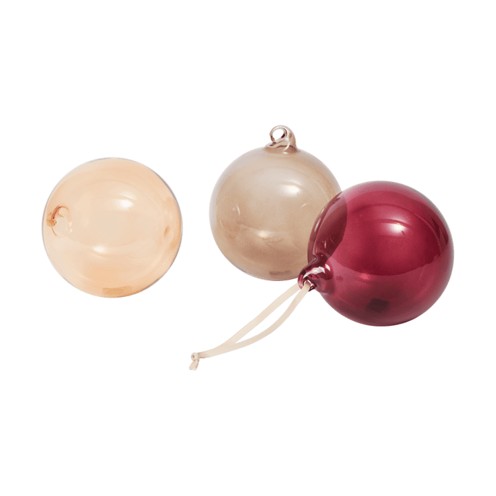 Glass bauble Christmas ornaments L Ø10 cm 3 pieces - Roseate Translucent - Ferm Living