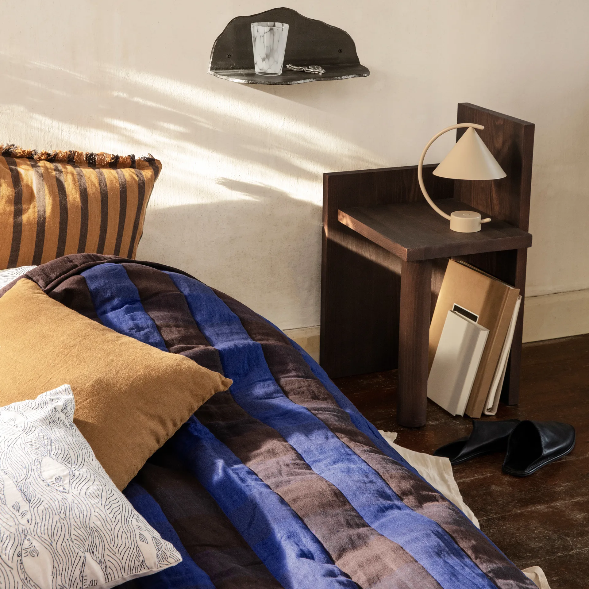 Grand blanket 120x170 cm, Chocolate-bright blue Ferm Living