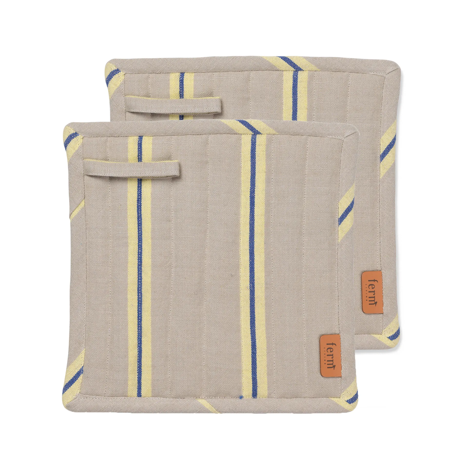 Hale oven mitt 2-pack, Oyster-lemon-bright blue Ferm Living