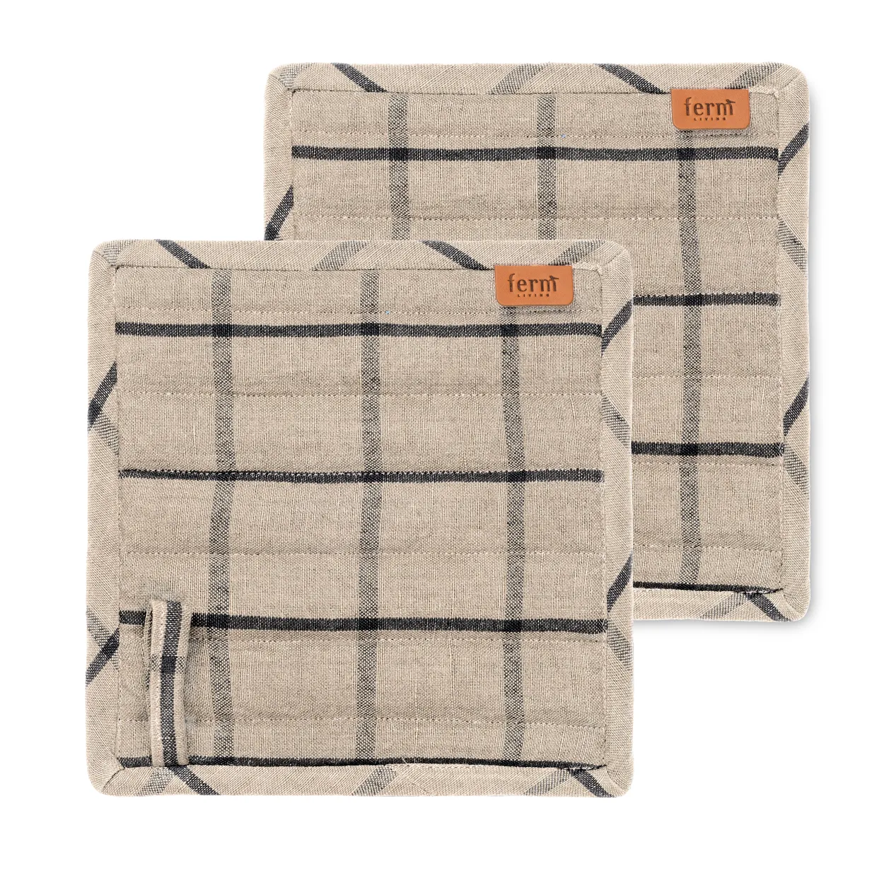 Ferm Living Hale oven mitt 2-pack sand-black | Scandinavian Design | Oven mitts, gloves & pot holders | Beige