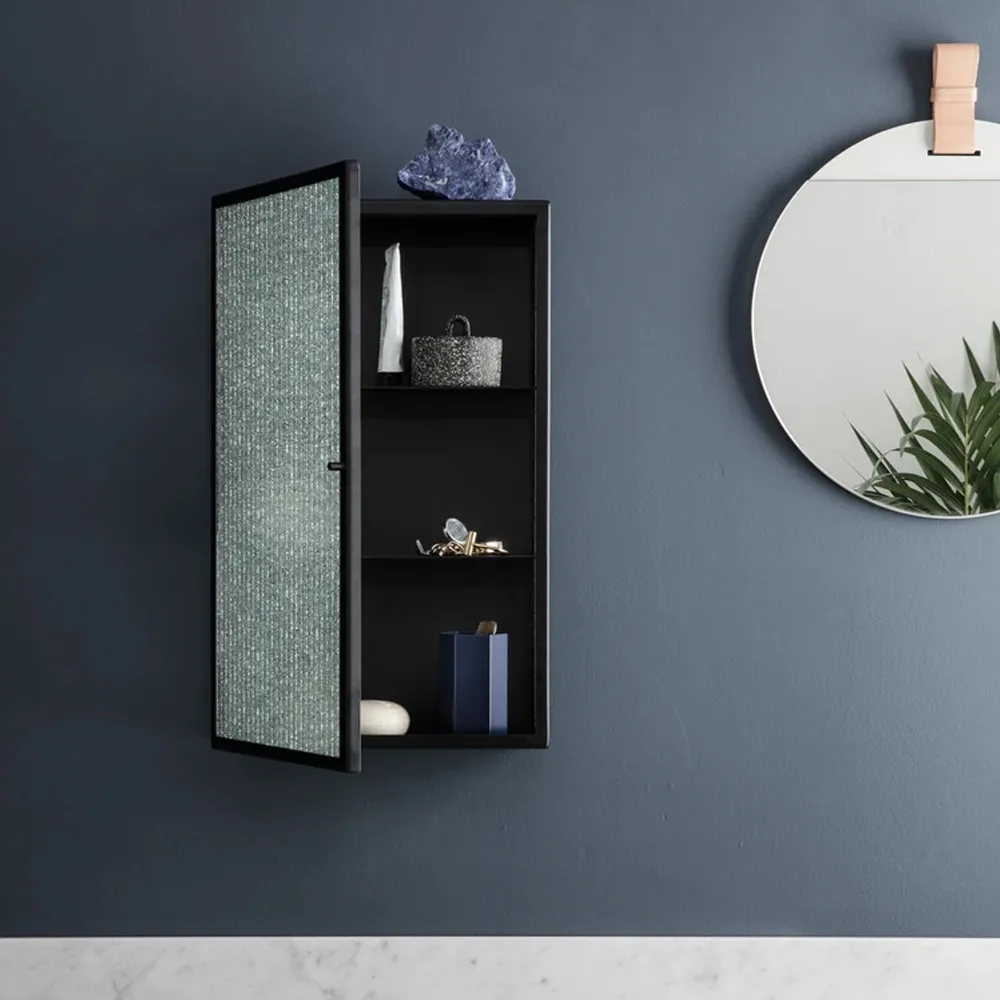 Haze wall cabinet, Black. checked glass Ferm Living