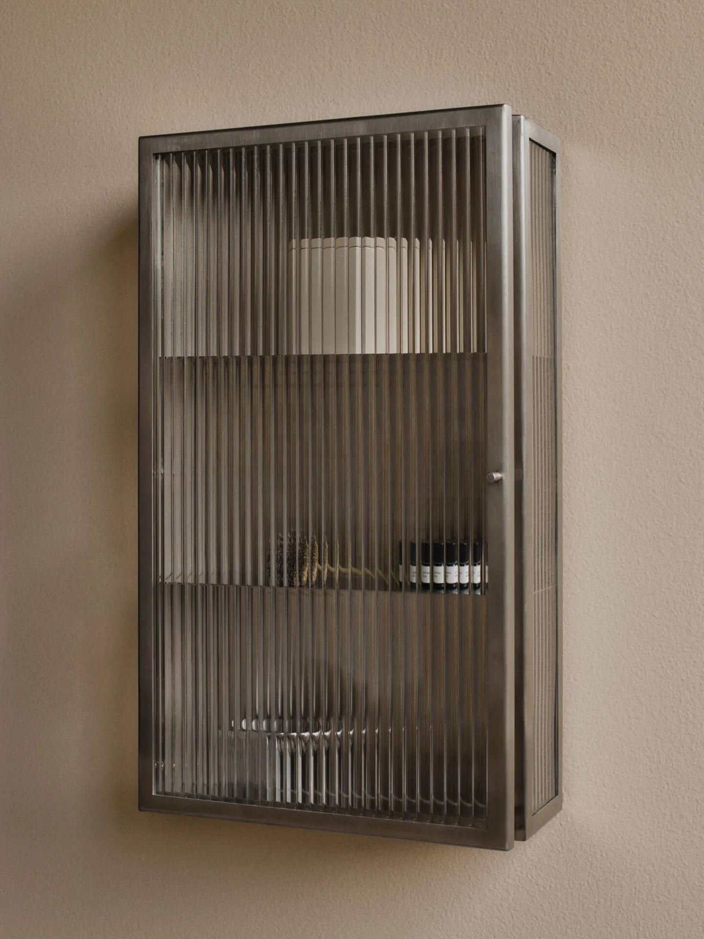 Haze wall cupboard, Reeded glass - stainless steel Ferm Living